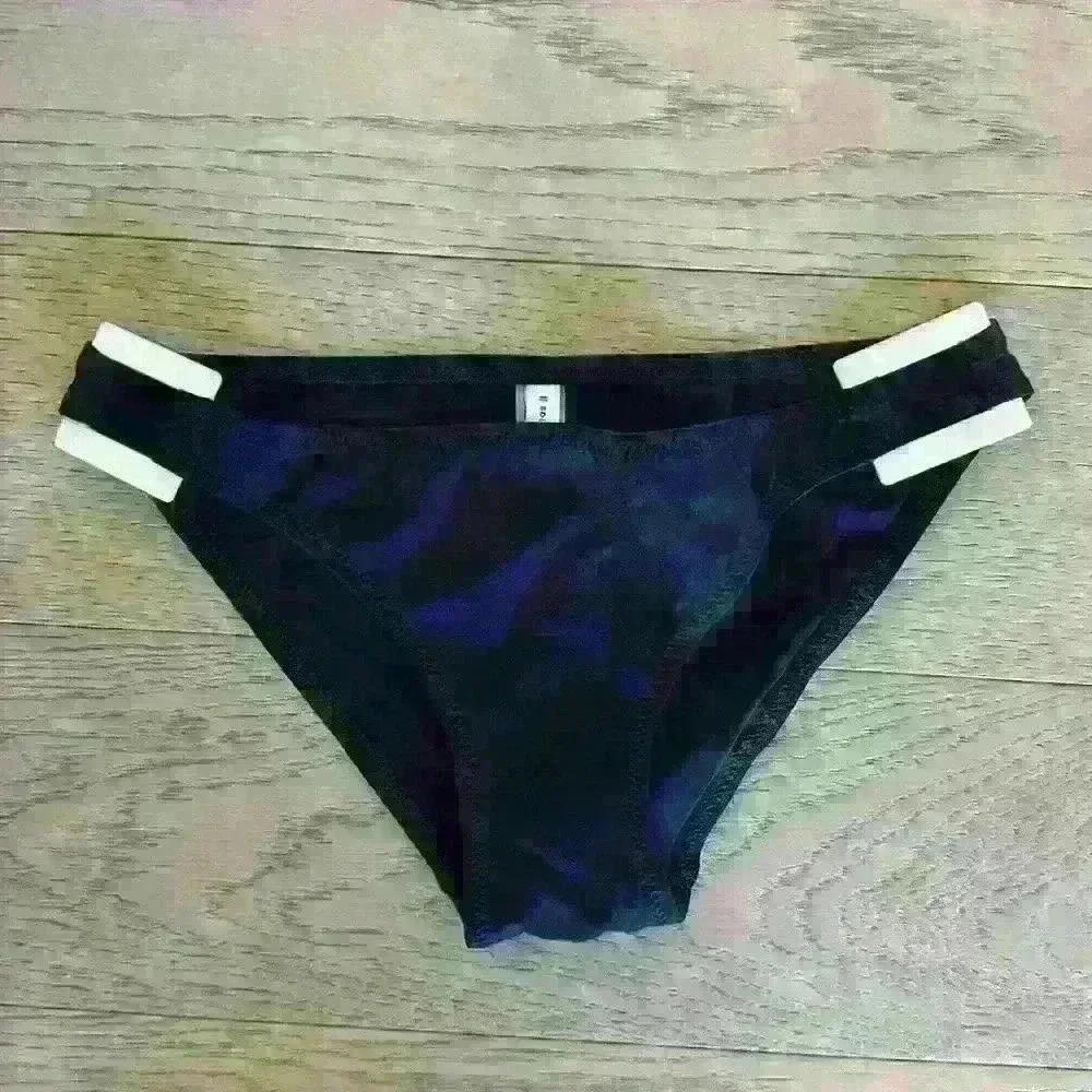 SOLID & STRIPED White Buckle Black Bikini Bottoms